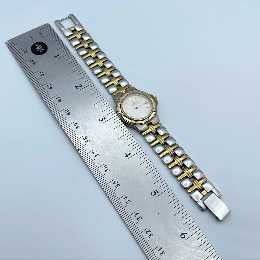 Classic Bulova Two Tone Date Watch Stainless Steel Gold Silver New Battery